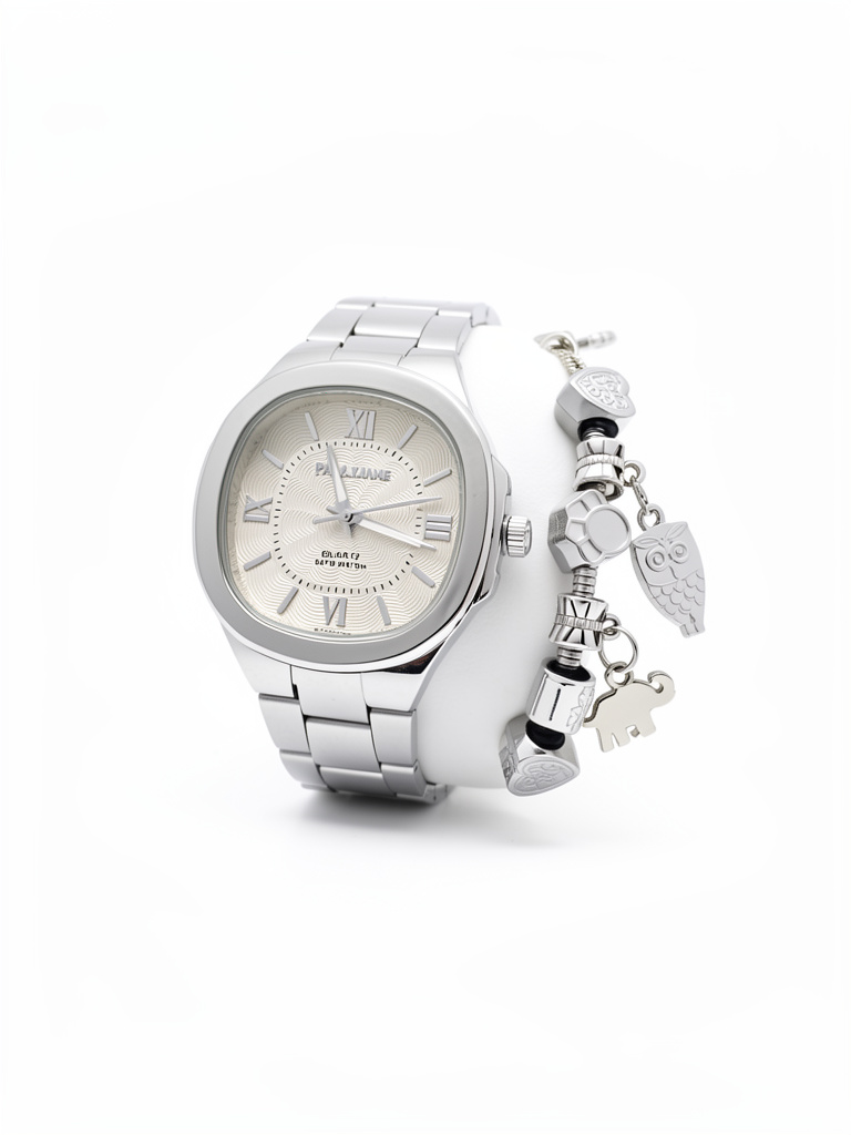 Relogio feminino prata com pulseira