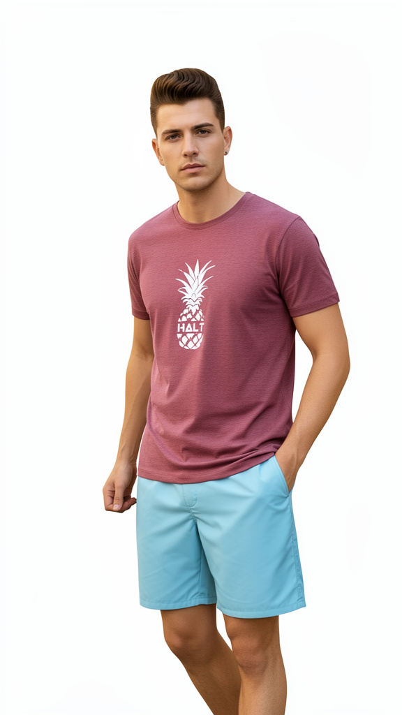T.shirt bordô mescla abacaxi