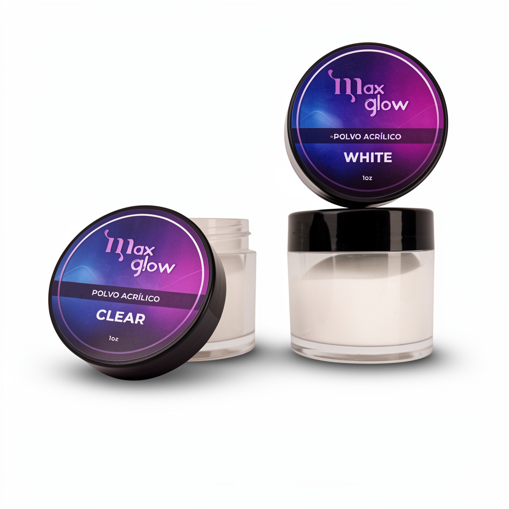 Polvo acrilico MAX GLOW 28gr white/clear