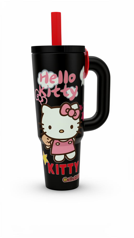 Vaso Negro Hello Kitty Acero