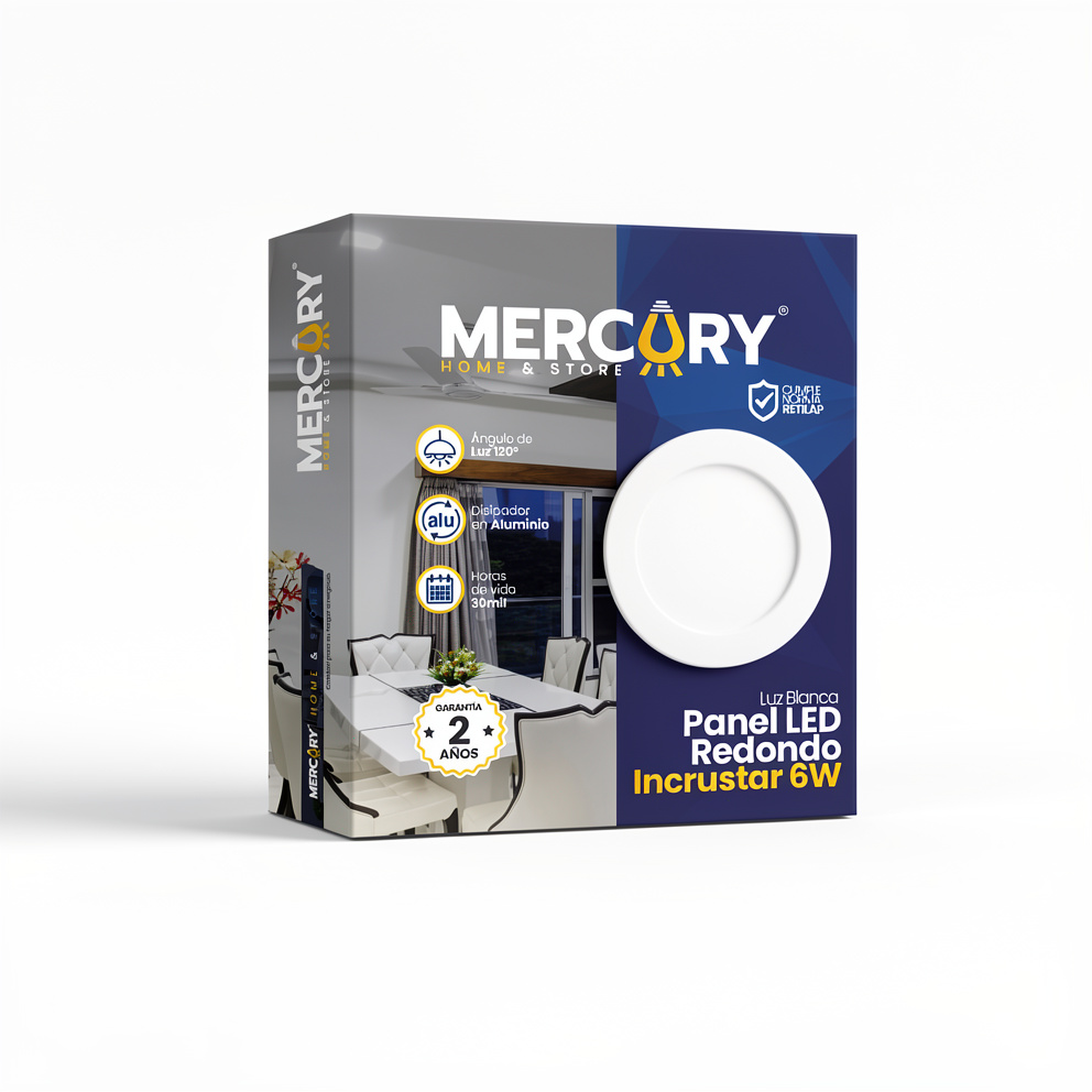 Panel Led 6w 4" Blanco Incrustar Redondo Mercury