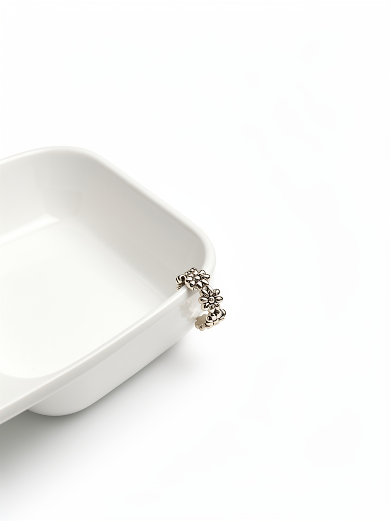Cuff flor plateada