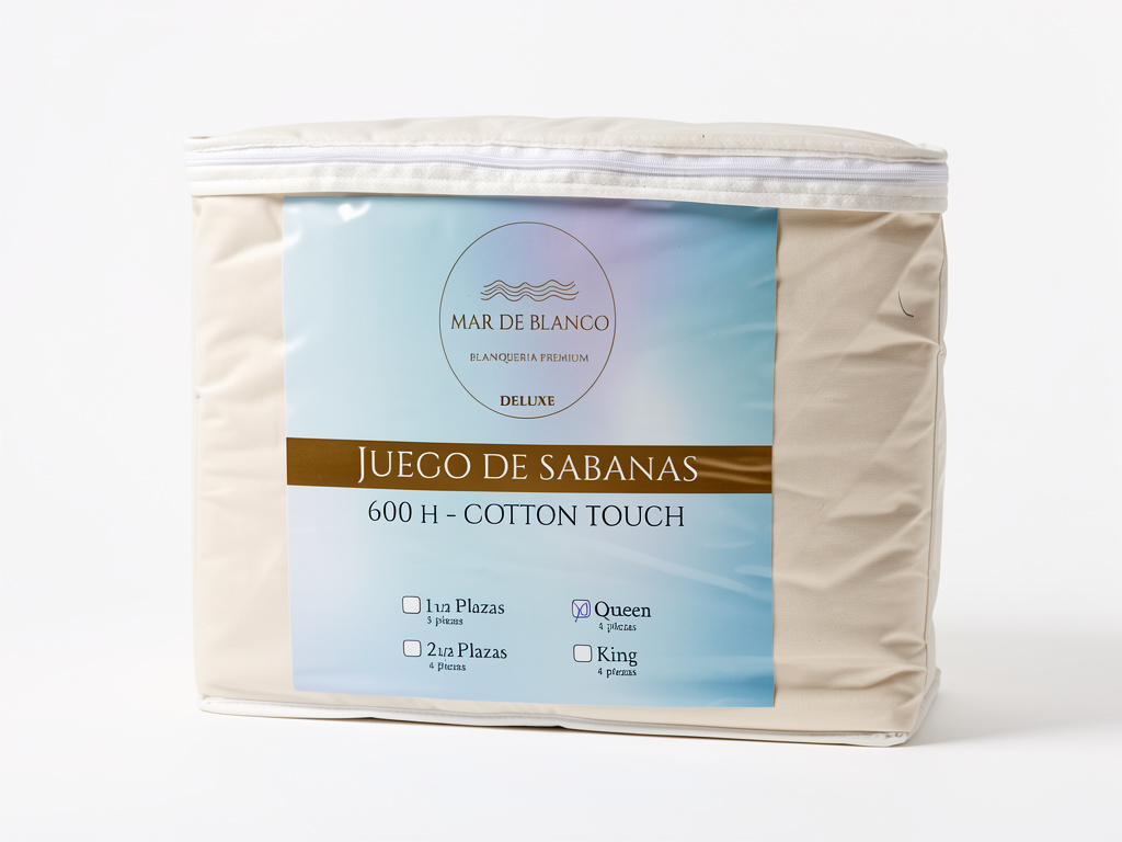 JUEGO DE SÁBANAS QUEEN 600 HILOS “ MAR DE BLANCO”
