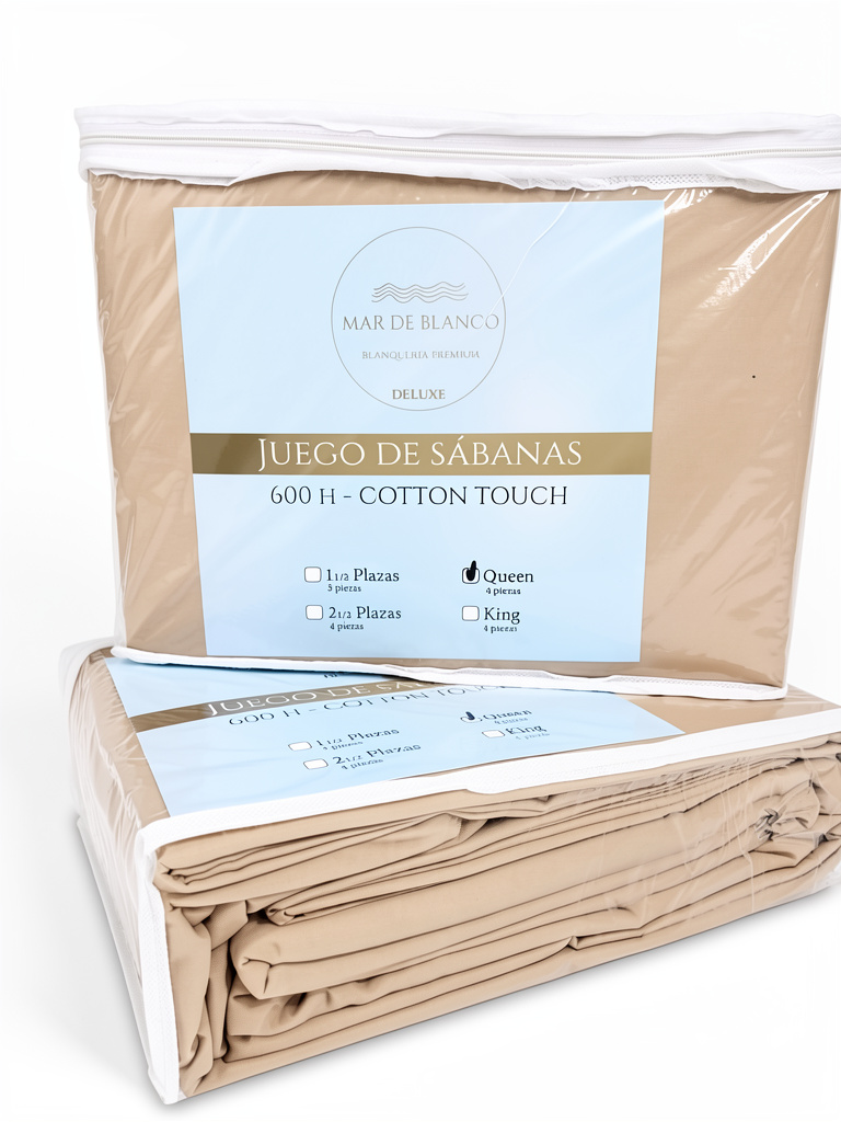 JUEGO DE SÁBANAS 2 P 1/2 600 HILOS “MAR DE BLANCO”