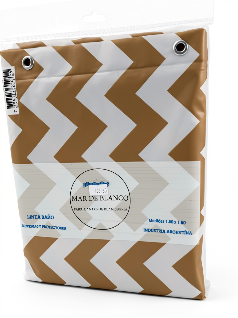 CORTINA DE BAÑO C/ GANCHOS“MAR DE BLANCO” ECONÓMICA