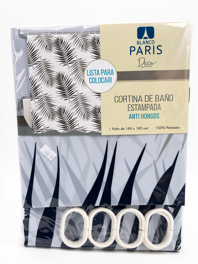 CORTINA BAÑO TEFLON ANTIHONGOS “BLANCO PARIS”