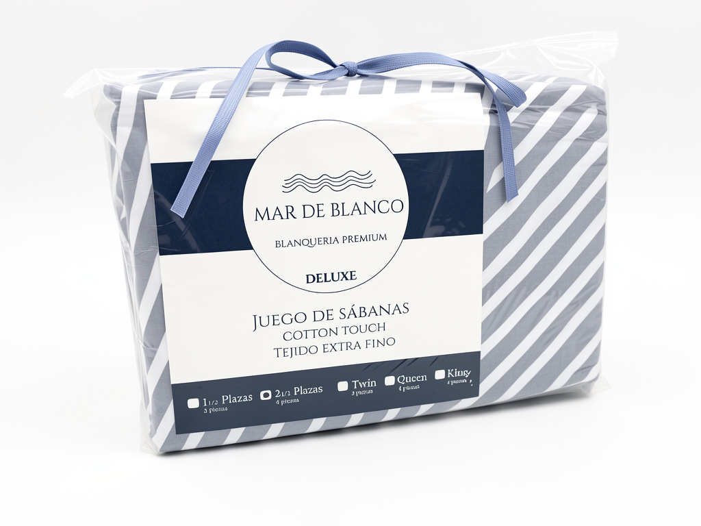 JUEGO DE SÁBANAS 2 P 1/2 ESTAMPADA 180 HILOS “DELUXE”
