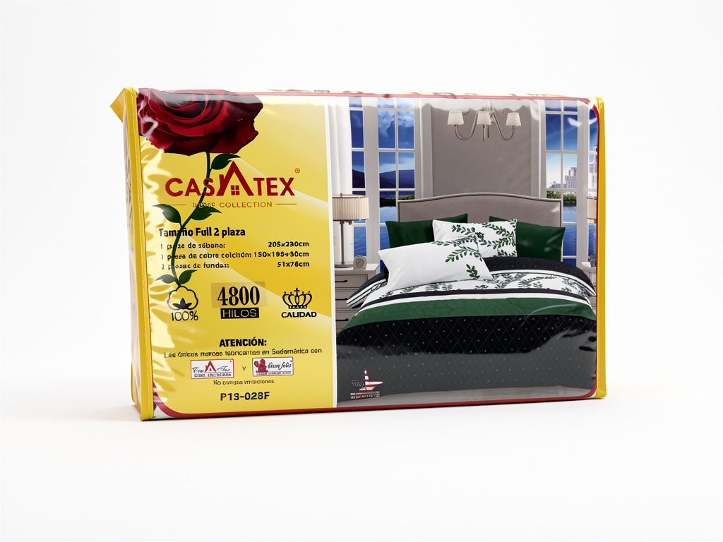 JUEGO DE SÁBANAS 2P FULL ESTAMPADA 4800 HILOS“CASATEX”