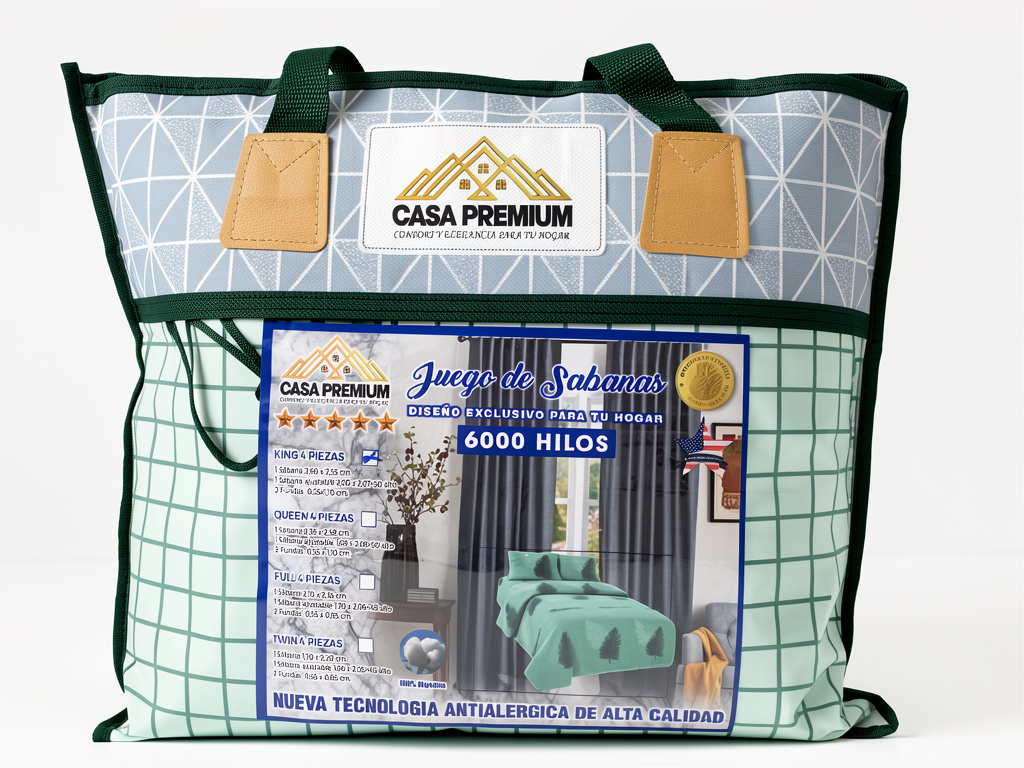 JUEGO DE SÁBANAS KING ESTAMPADAS 6000 HILOS “CASA PREMIUN”