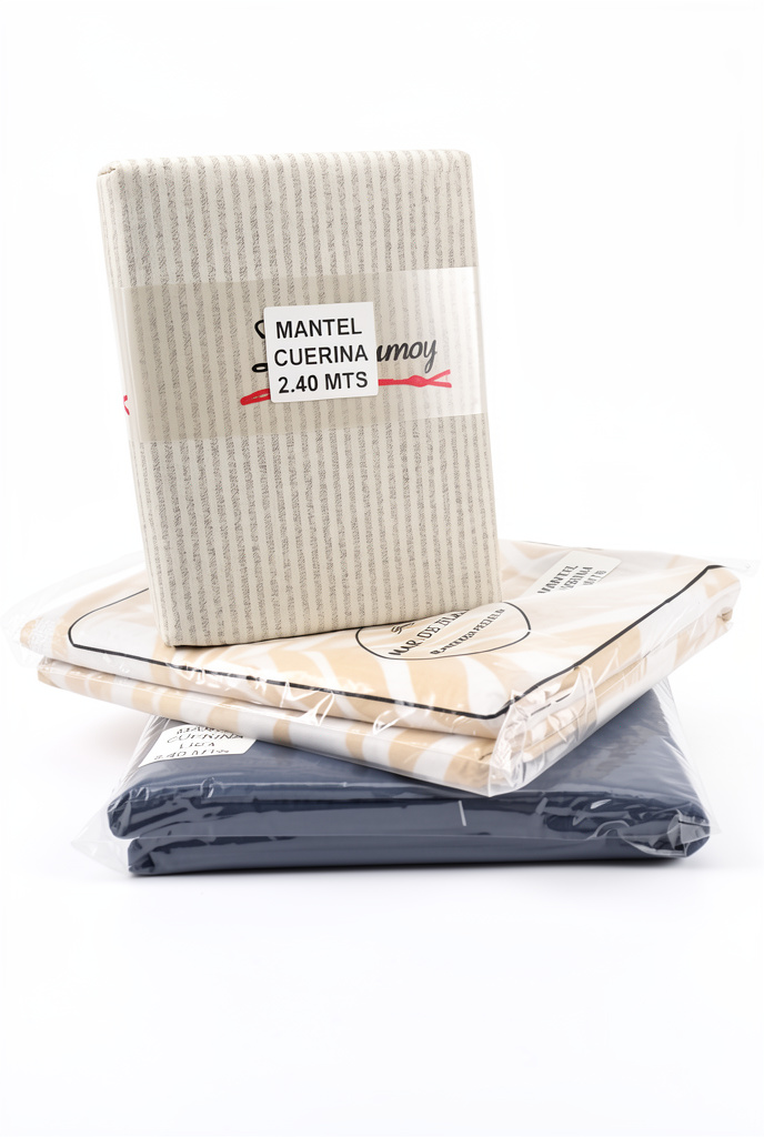MANTEL CUERINA LISO / ESTAMPADO 2,40 MTS “MAR DE BLANCO”