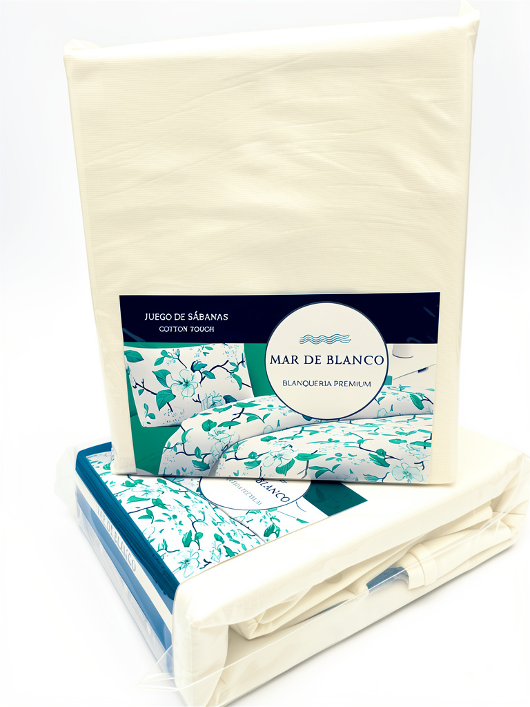 JUEGO DE SÁBANAS 2 P 1/2 144 HILOS “MAR DE BLANCO”