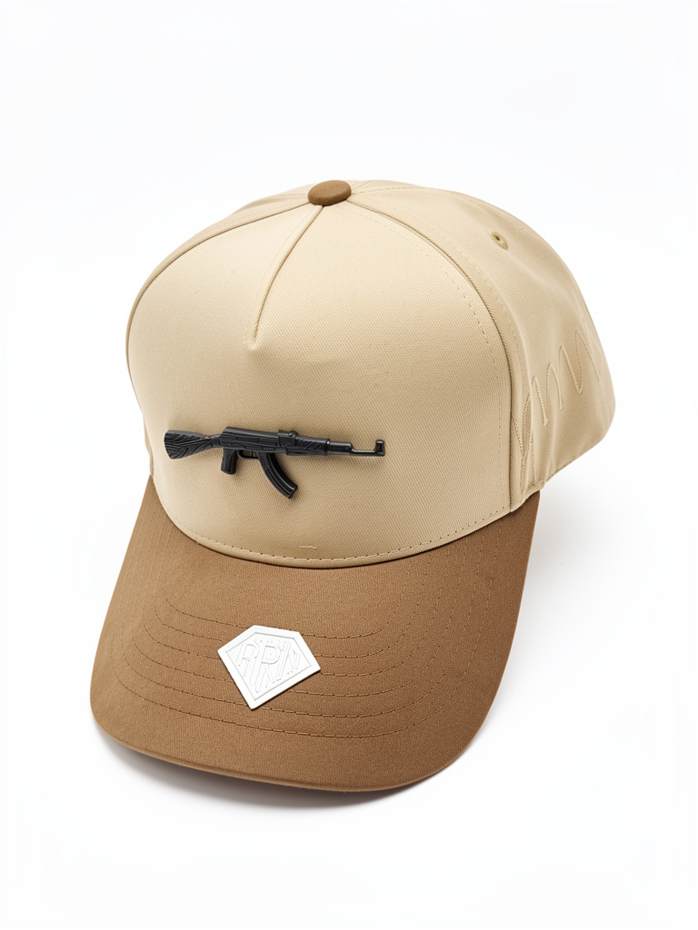 Gorra pistola beige y cafe