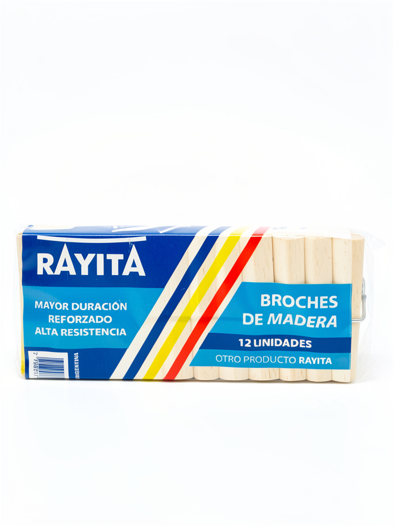 Pack de 12 broches de madera Rayita
