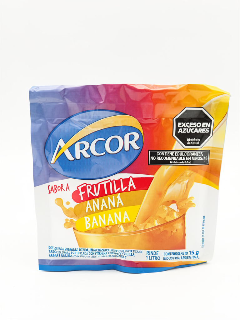 Jugo en sobre 15g Arcor frutilla ananá banana