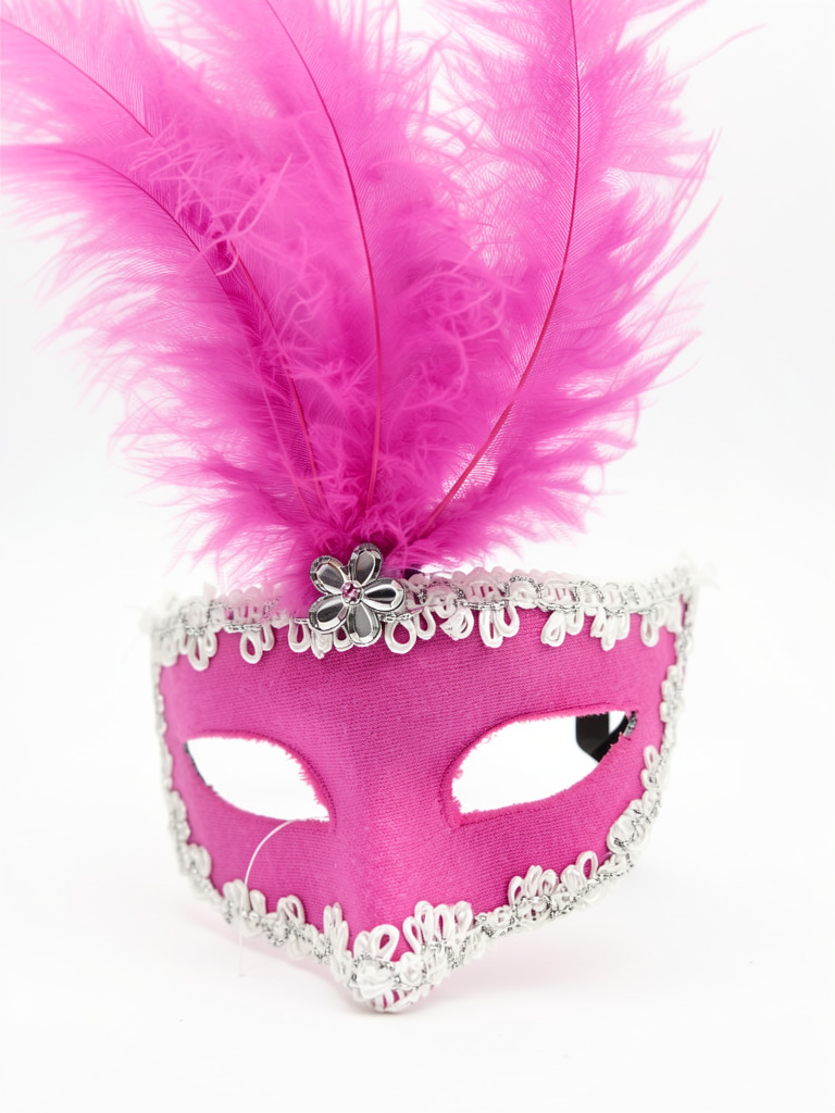Antifaz rosa con pluma