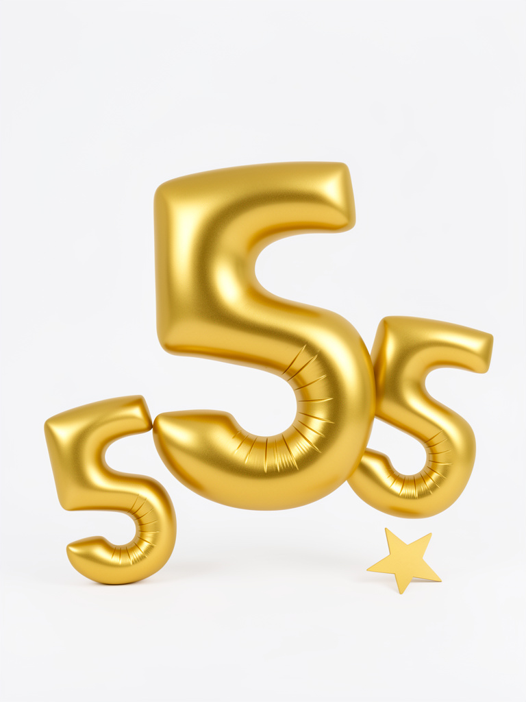 globo numero 5 dorado