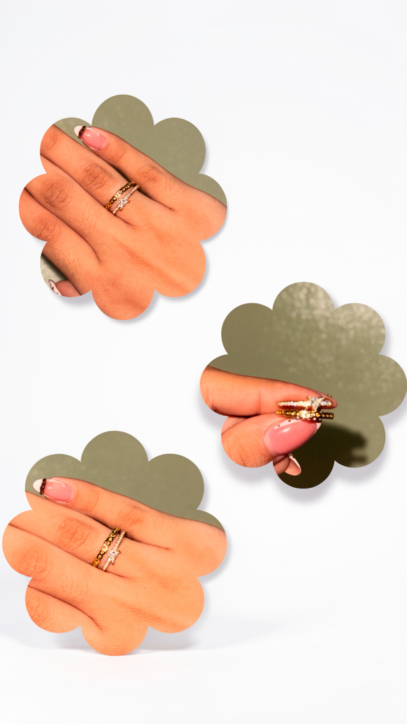 Anillo doble, con una línea de perlas blancas✨