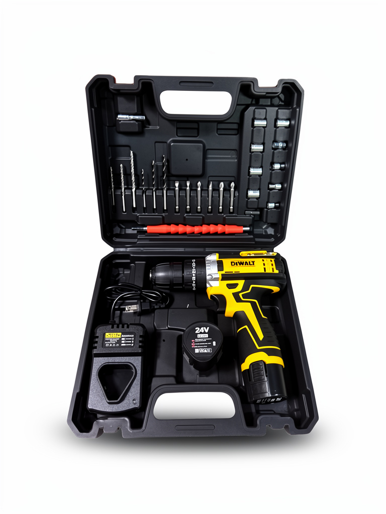 TALADRO INALAMBRICO AMARILLO PILA REDONDA 24V