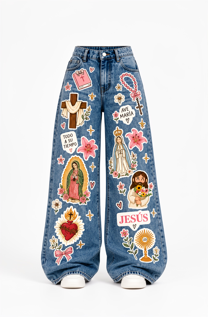 Jeans HUNA azules religiosos