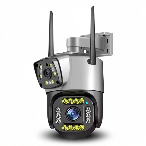 Cámara robótica PTZ doble lente  con alarma V380 Pro con memoria 128GB - Incluye instalación