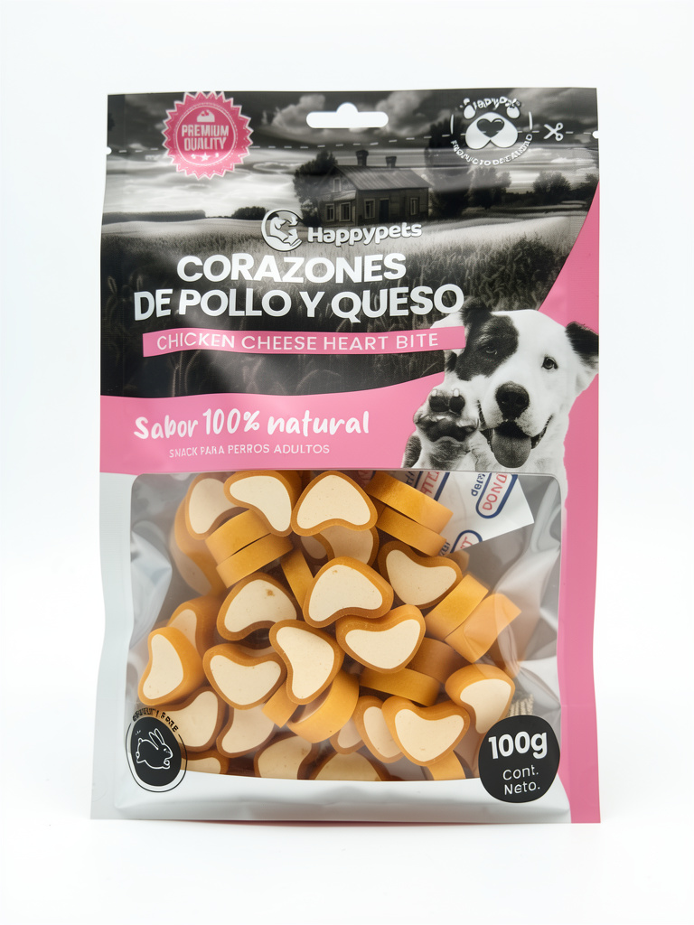 HappyPets Corazones pollo y queso 100g