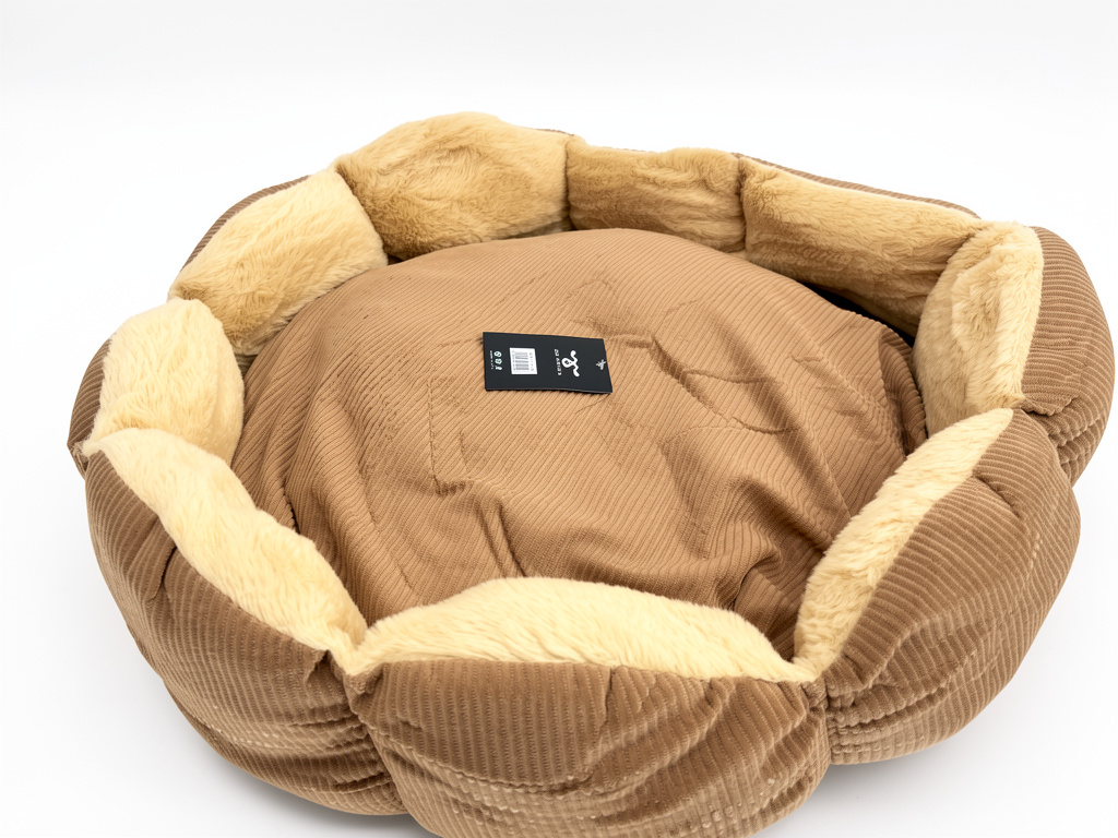 Cama para mascota café redonda