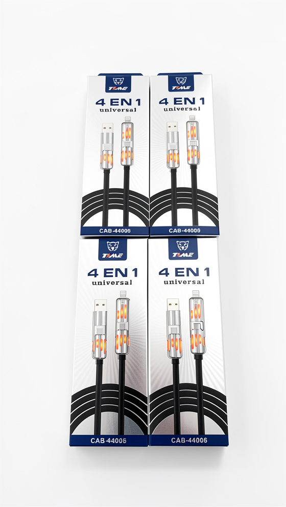 Cable de Datos TIME 4 en 1 Reforzado con Luz