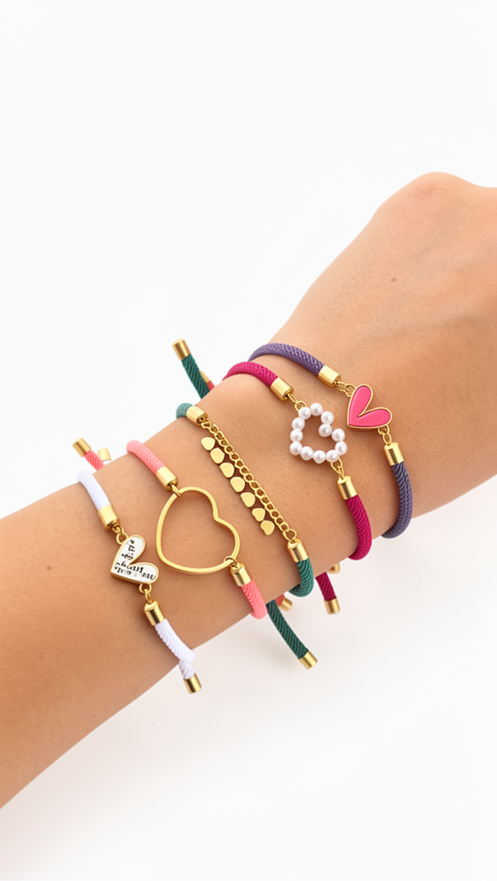 Pulsera cordón de colores con dije personalizado - 738