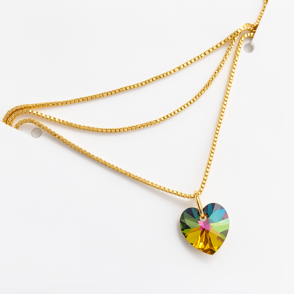 Cadena dorada corazón swarovski - 987