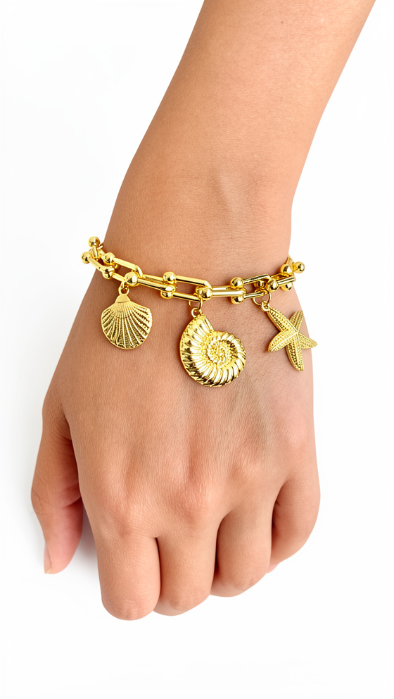 Pulsera 3 dijes Mar - 1345