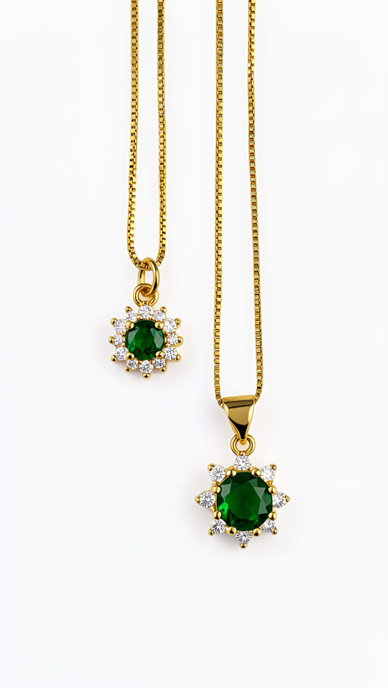 Cadena dorada zircón verde - 951