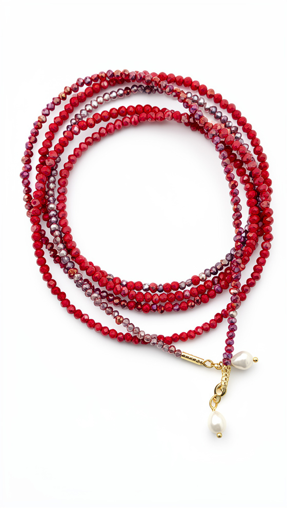 Chocker largo doble con perlas - 1430
