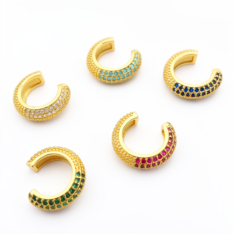 Earcuff dorado con zircones de colores - 799