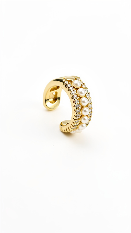 Earcuff brillantes con perlas - 1450