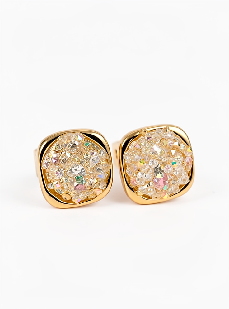 Aretes cuadrados piedras brillantes pequeños - 1545
