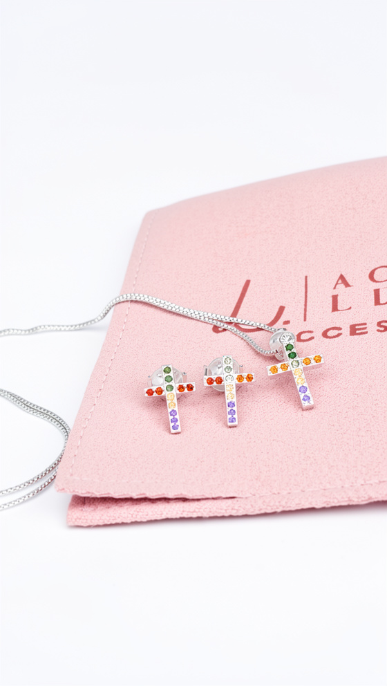 Juego mini cruz con zircones - 1511