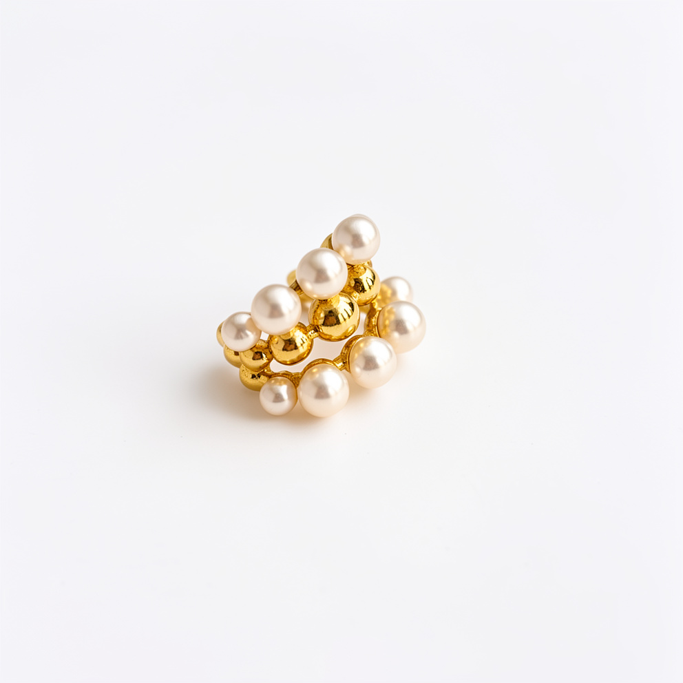 Earcuff dorado bolitas y perlas - 800