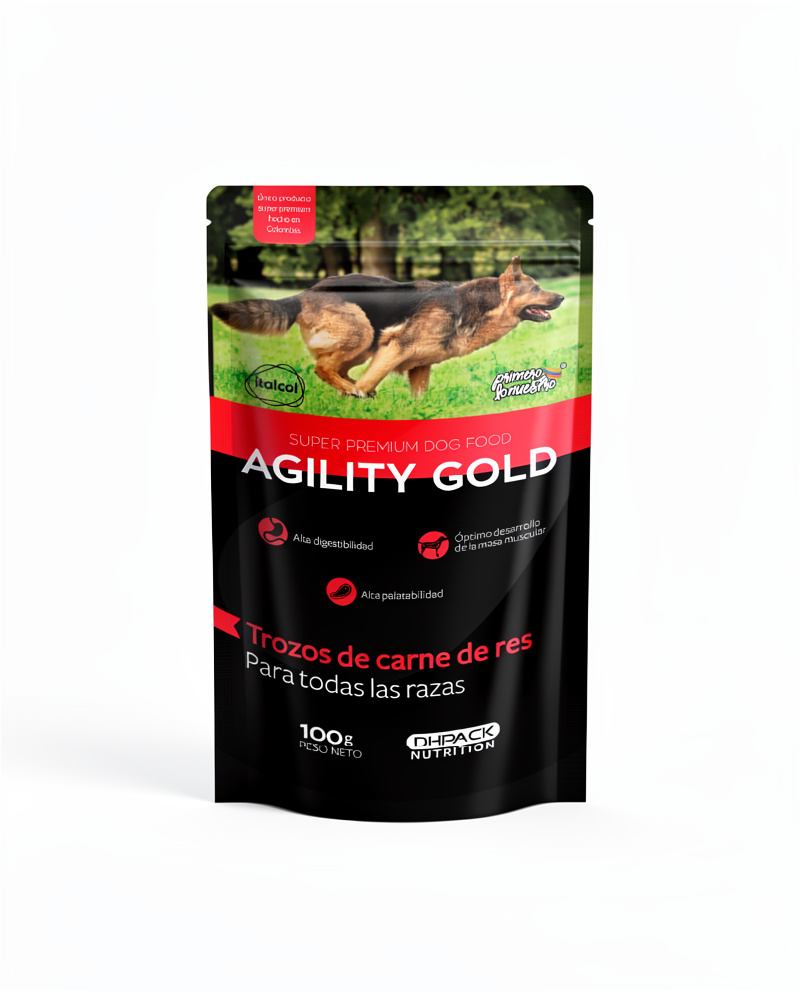 Agility Gold trozos de carne de res, pouche 100g