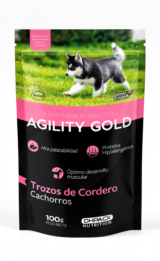 Agility Gold trozos de cordero para cachorros, pouche 100g