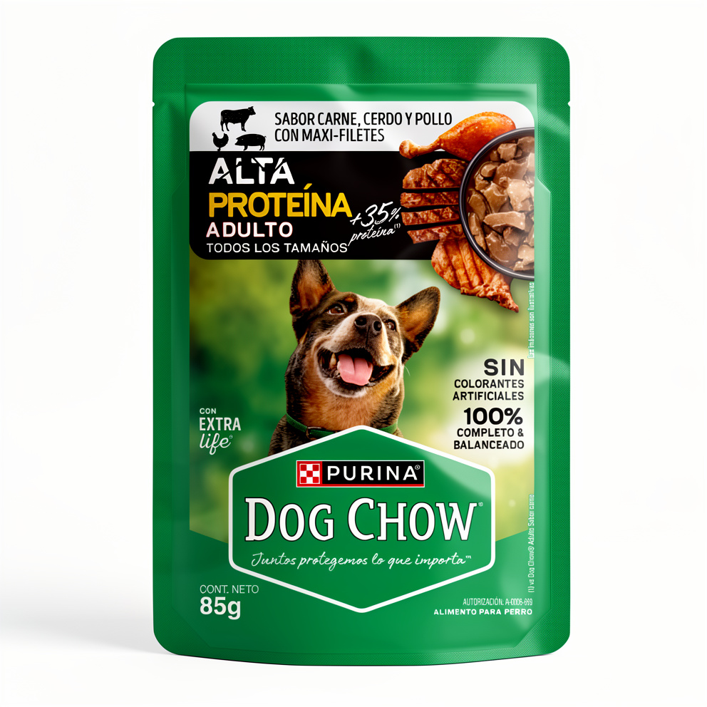 Dog Chow Adultos todos los tamaños alta proteína 85g