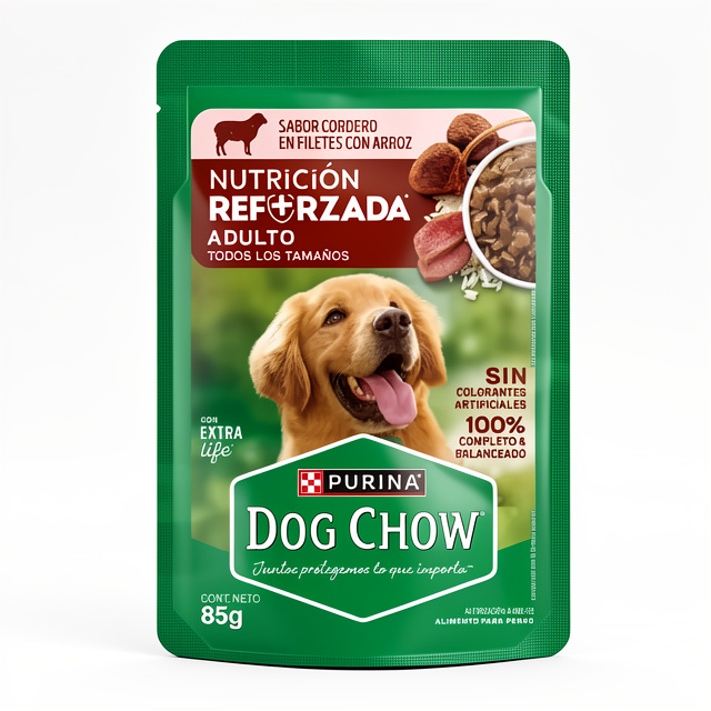 Dog Chow Adultos todos los tamaños Nutrición Reforzada Cordero 85g