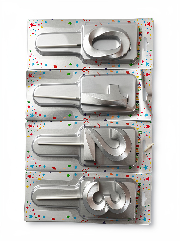 Vela Plateada Numeros Happy Birthday