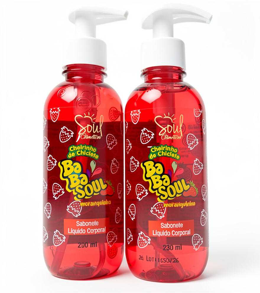 Jabón líquido corporal Baba Soul con aroma a frutilla