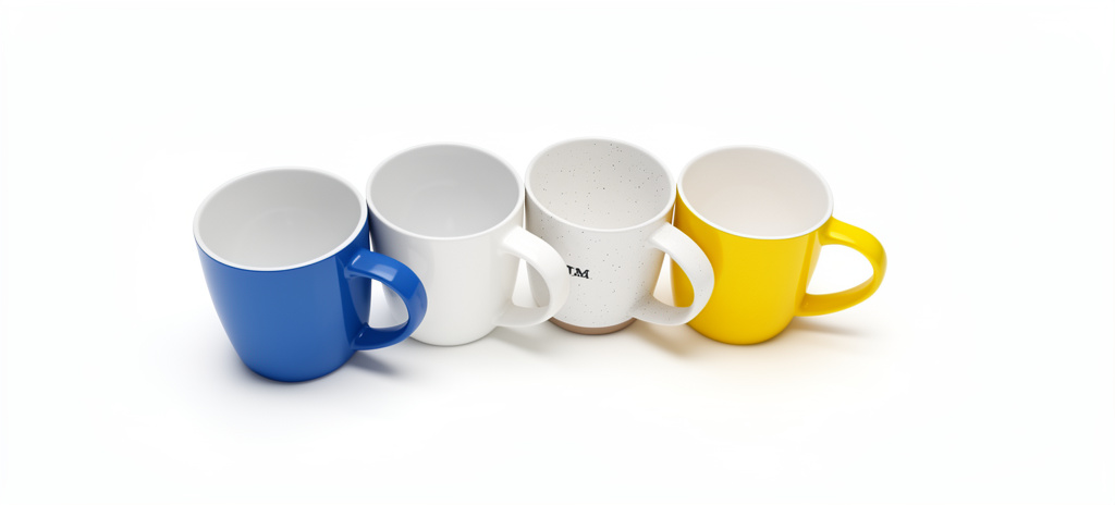 Taza, azul, blanco, negro, amarillo