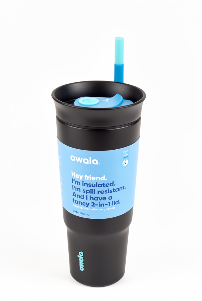 Owala vaso negro y azul 24 onz