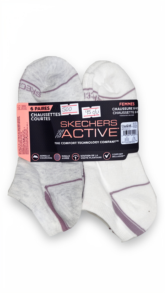 Skechers Active medias blancas 6 pares