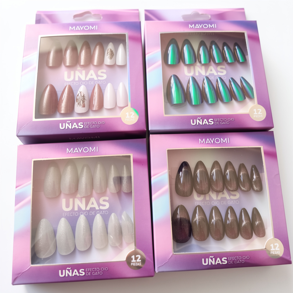 Uñas postizas efecto ojo de gato