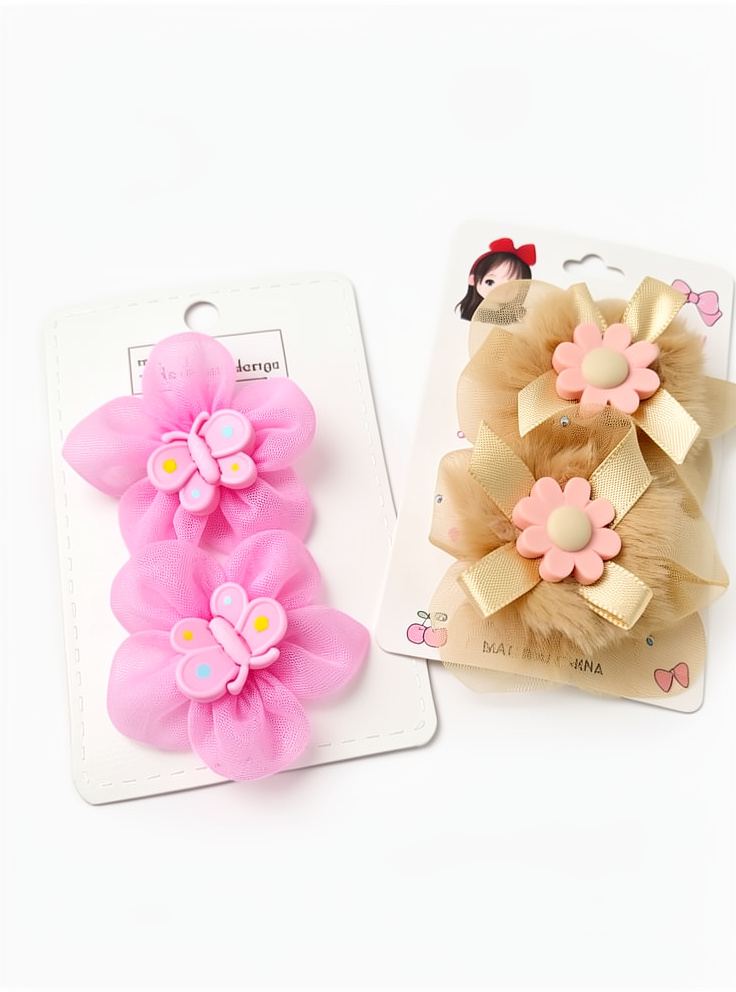 Pinza  gancho flor mariposa organza par