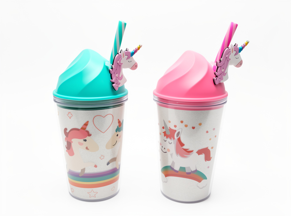 Vaso pitillo unicornio tapa mate