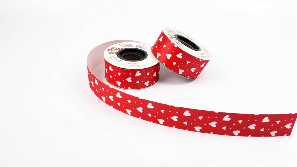 Cinta de papel roja corazones  x metro